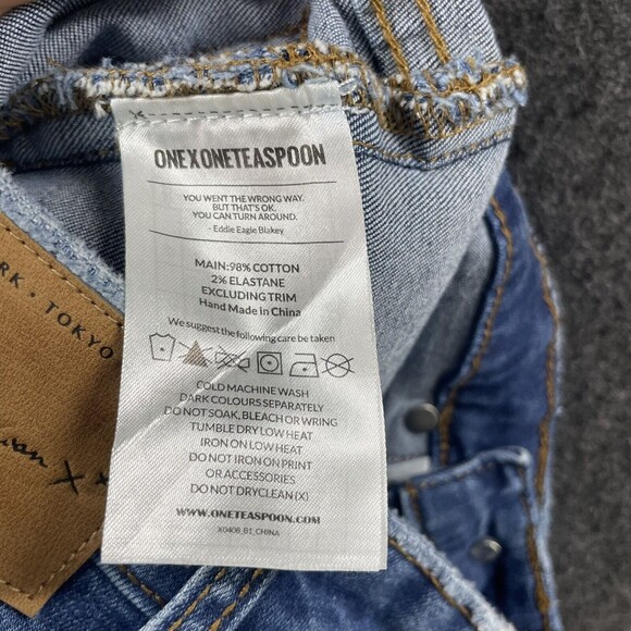 One X One Teaspoon Shorts Cut-Off Denim Blue Harlets High Rise Womens Size 24 EU - Picture 8 of 8